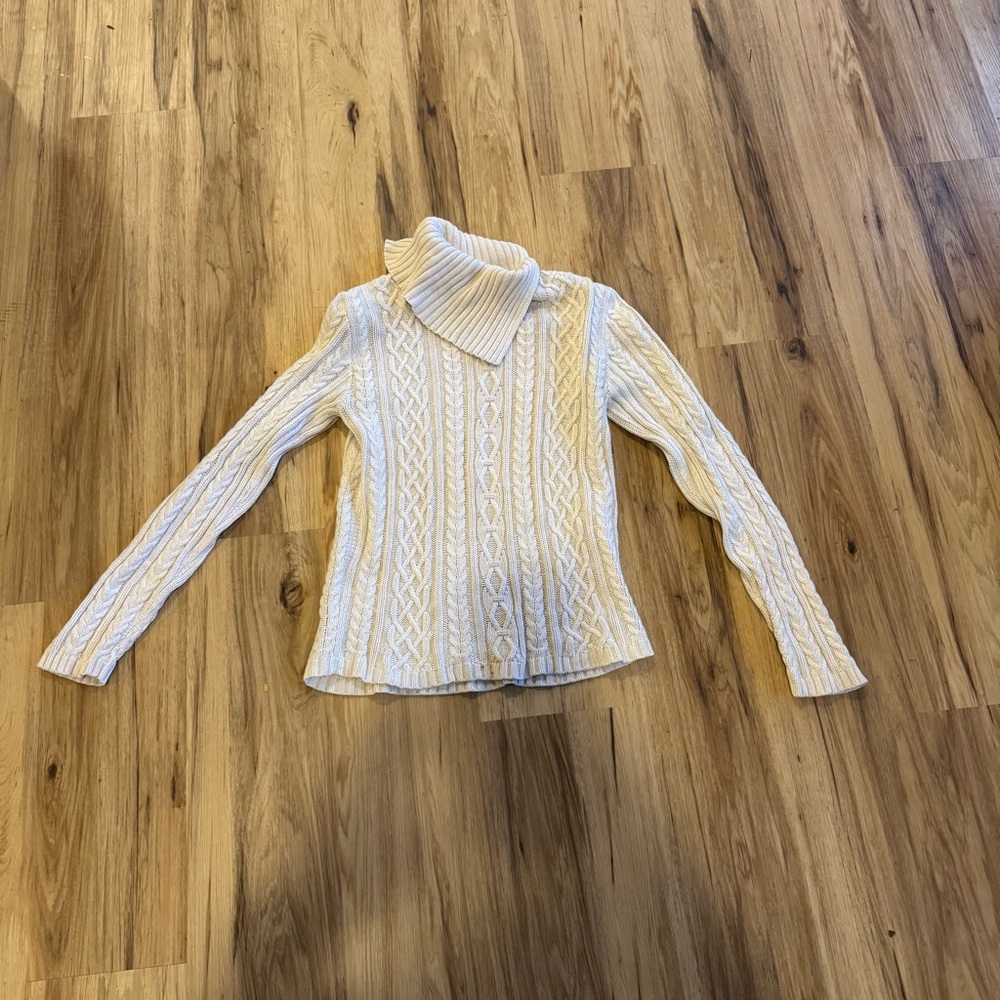 Wainscott Cable Knit Turtleneck Sweater 100% cotton
